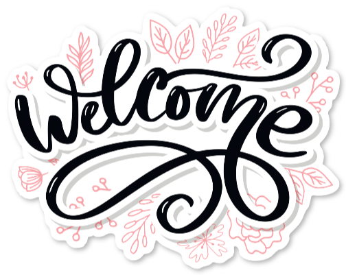 Pegatina con la palabra Welcome en letra manuscrita