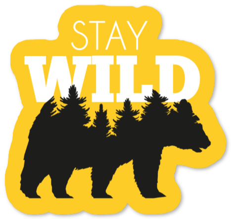 Pegatina con oso y texto Stay Wild